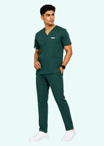 Apex V-Neck Scrub Set — Men · Emerald Green
