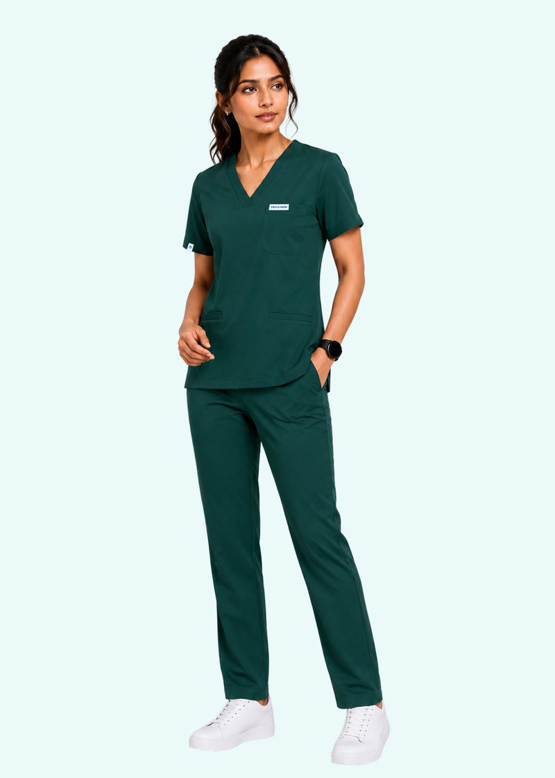 Apex V-Neck Scrub Set — Women · Emerald Green