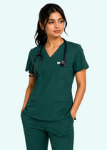Apex V-Neck Scrub Set — Women · Emerald Green