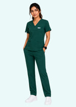 Apex V-Neck Scrub Set — Women · Emerald Green
