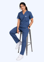 Apex V-Neck Scrub Set — Women · Wave Blue