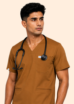 Apex V-Neck Scrub Set — Men ·  Honey Amber