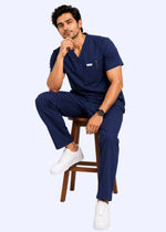 Apex V-Neck Scrub Set — Men · Midnight Blue