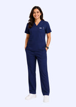 Apex V-Neck Scrub Set — Women · Midnight Blue