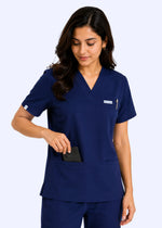 Apex V-Neck Scrub Set — Women · Midnight Blue
