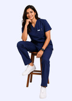 Apex V-Neck Scrub Set — Women · Midnight Blue