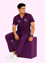 Apex V-Neck Scrub Set — Men ·  Plum Purple