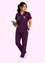 Apex V-Neck Scrub Set — Women · Plum Purple