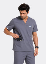 Apex V-Neck Scrub Set — Men · Sage Grey