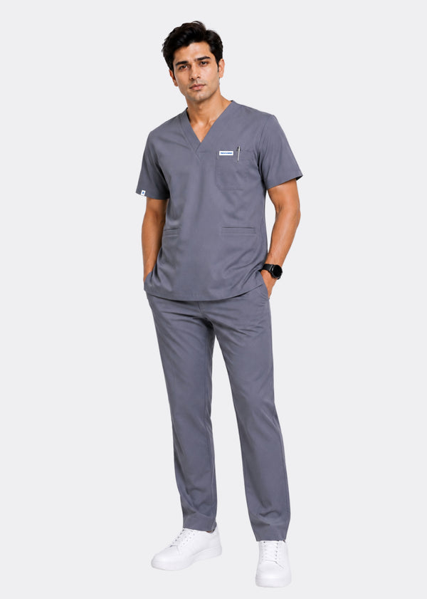 Apex V-Neck Scrub Set — Men · Sage Grey
