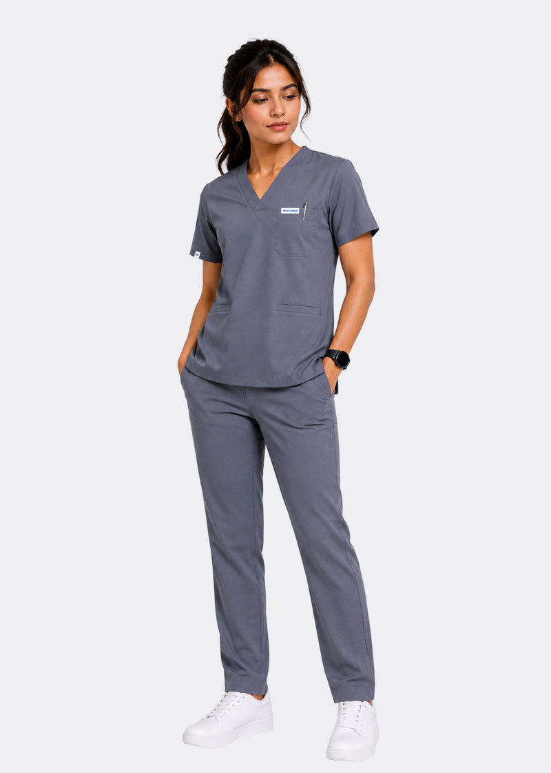 Apex V-Neck Scrub Set — Women · Sage Grey