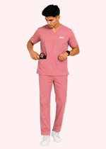 Apex V-Neck Scrub Set — Men · Dusty Pink