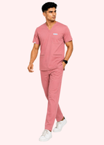 Apex V-Neck Scrub Set — Men · Dusty Pink