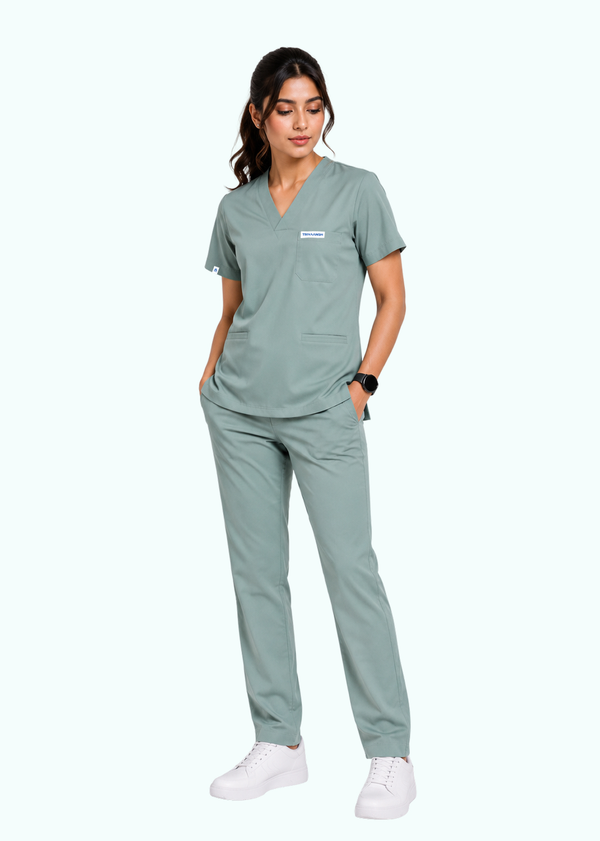 Apex V-Neck Scrub Set — Women · Marine Green
