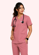 Apex V-Neck Scrub Set — Women · Dusty Pink