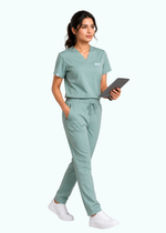 Apex V-Neck Scrub Set — Women · Marine Green