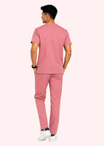 Apex V-Neck Scrub Set — Men · Dusty Pink