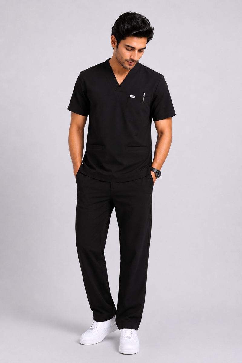TMX Apex V-Neck Scrub Set — Men · Charcoal Black