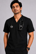 TMX Apex V-Neck Scrub Set — Men · Charcoal Black