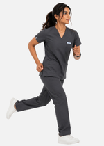 ProFlex V-Neck Scrub Set — Women · Charcoal Grey