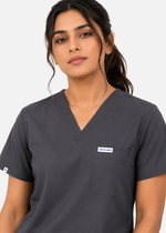 ProFlex V-Neck Scrub Set — Women · Charcoal Grey