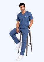 Apex V-Neck Scrub Set — Men · Wave Blue