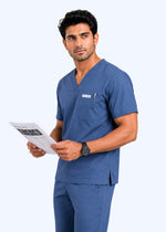 Apex V-Neck Scrub Set — Men · Wave Blue