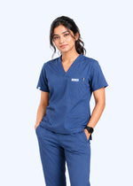 Apex V-Neck Scrub Set — Women · Wave Blue