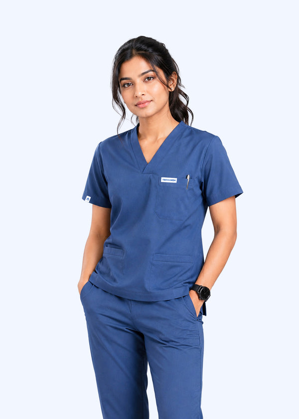 Apex V-Neck Scrub Set — Women · Wave Blue