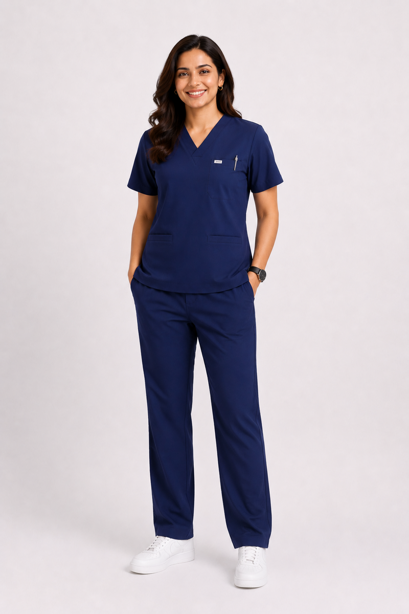 TMX Apex V-Neck Scrub Set — Women · Midnight Blue