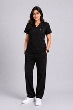 TMX Apex V-Neck Scrub Set — Women · Charcoal Black