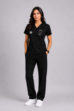 TMX Apex V-Neck Scrub Set — Women · Charcoal Black