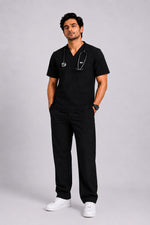 TMX Apex V-Neck Scrub Set — Men · Charcoal Black