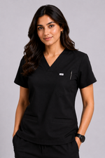 TMX Apex V-Neck Scrub Set — Women · Charcoal Black