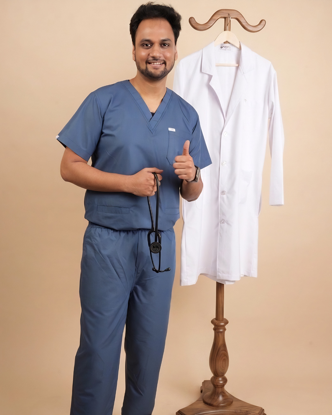 TMX Premium V-Neck Scrub Set — Men · Slate Blue